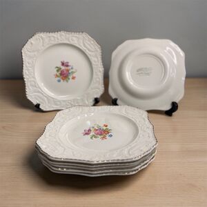 7 Gorgeous Antique 8.5” Salad Plates-Adam Antique By Steubenville-22k Gold Trim